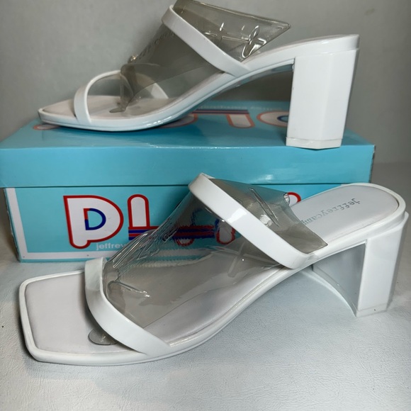 Jeffrey Campbell Jamm-3 Heeled Sandal in white Shiny casual summer comfy style - Picture 4 of 7